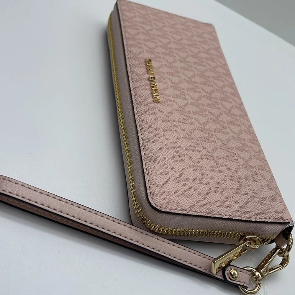 MICHAEL KORS Jet Set Travel Lg Signature Logo Continental Wristlet Phone Holder